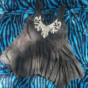 Free People Sequin Strappy Asymmetrical Tunic