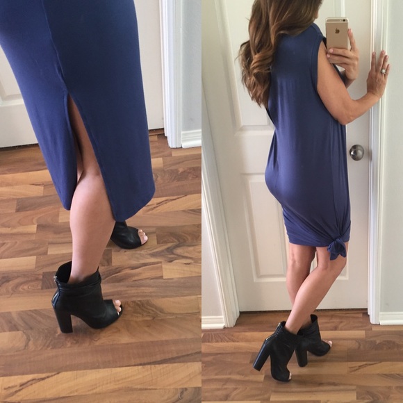 🏴• Clearance/Last • Navy Blue Knot Me Up Dress - Picture 3 of 4