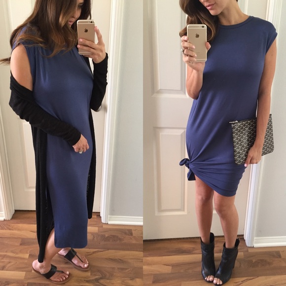 🏴• Clearance/Last • Navy Blue Knot Me Up Dress - Picture 4 of 4