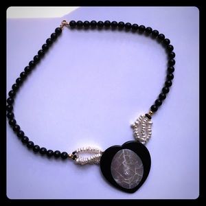 Black Beaded Heart Necklace