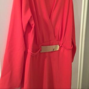 Coral V Neck Dress