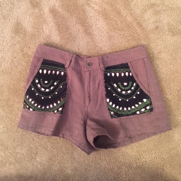 Free People brown shorts with embroidery