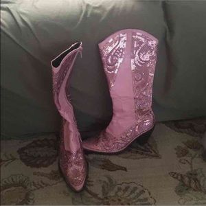 Pink Glitzy Cowgirl Boots