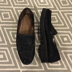 Donald J Pliner Black Calf Hair Loafers