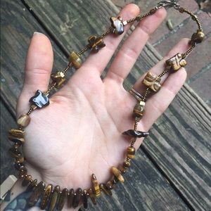 Vintage tiger eye animal necklace silver gorgeous