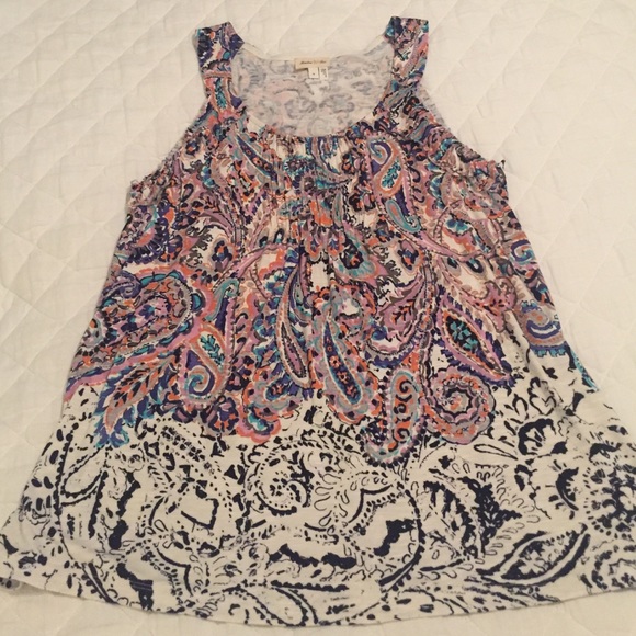 Anthro Meadow Rue Positano Smocked Tank