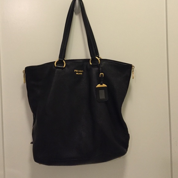 Prada Cervo tote with zippers on the side