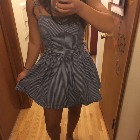 Blue and white striped sundress