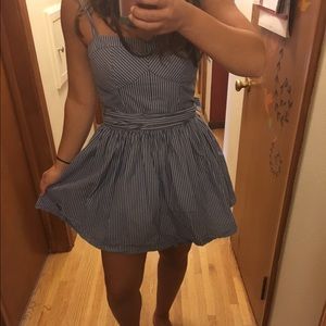 Blue and white striped sundress