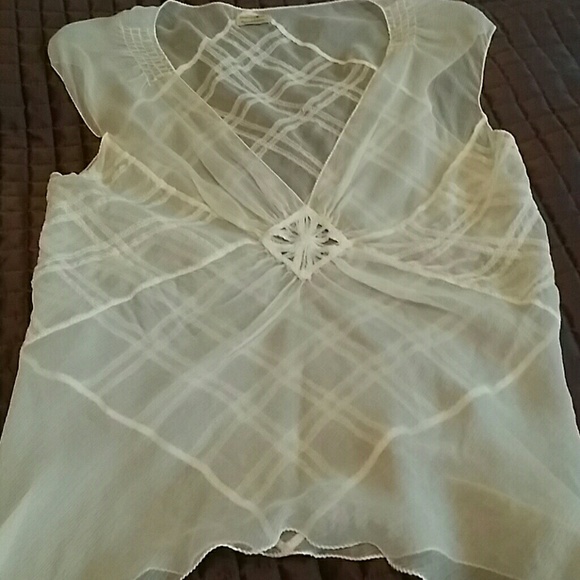Max Studio Sheer Ecru Chiffon Blouse