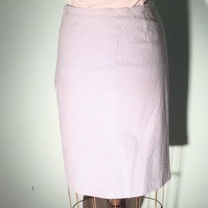 Ann Taylor blue/white cotton seersucker pencil
