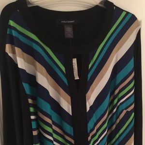 Strip Blouse with Keyhole in front