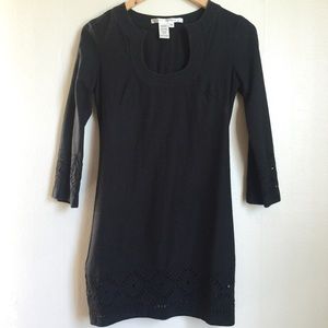 Laser Cutout Linen Dress