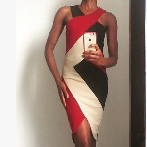 Multi color dress with front slit