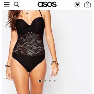 32 dd black crochet bathing suit. Nwt