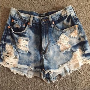 High waisted denim shorts