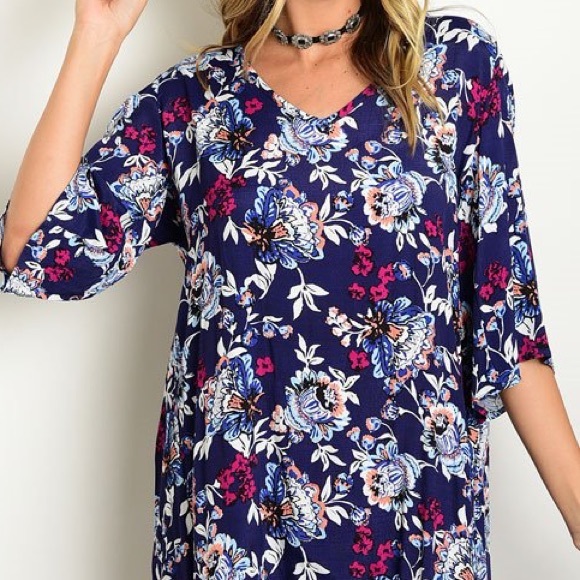 🎈LAST ONE🎈Midnight Navy Floral Swing Dress - Picture 2 of 3