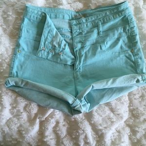 Refuge Blue High Waisted Shorts