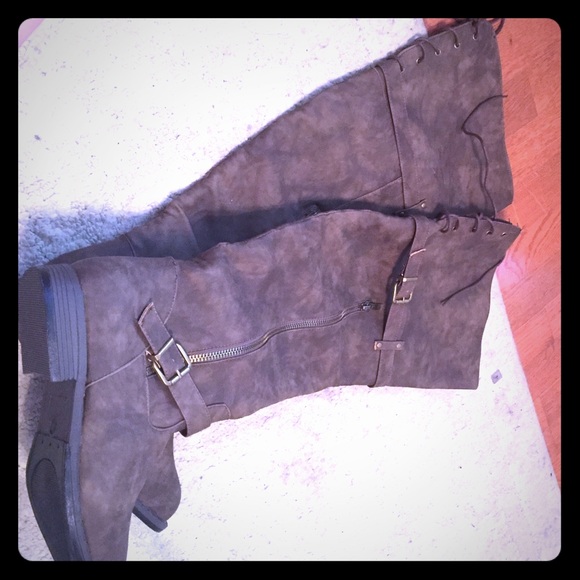 Brown thigh high boots