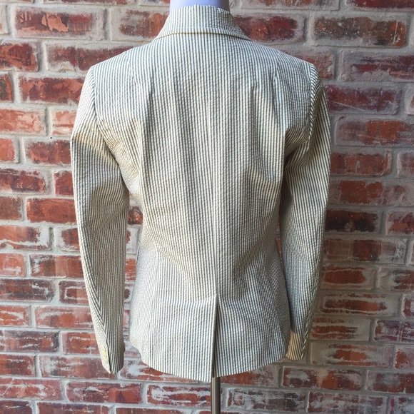 Vintage J. Crew Seersucker Blazer Jacket Sz 2 - Picture 2 of 4