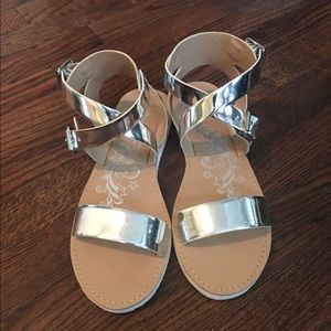 Silver flat sandals
