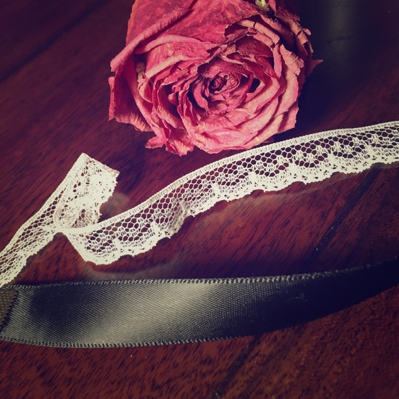 Black ribbon choker and white choker