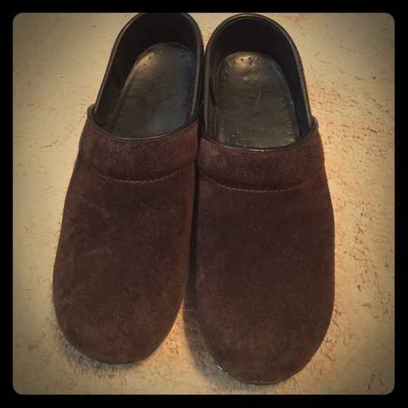 Brown suede danskos