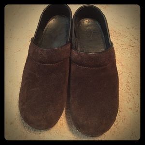 Brown suede danskos