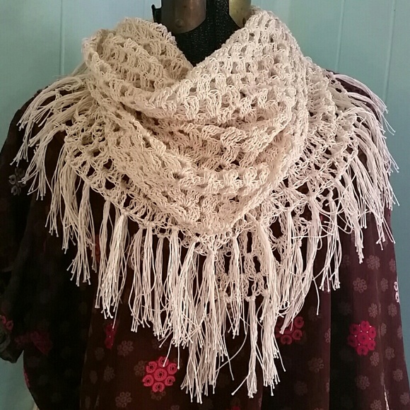 Fringe Triangle Scarf and Shawl - Picture 2 of 4