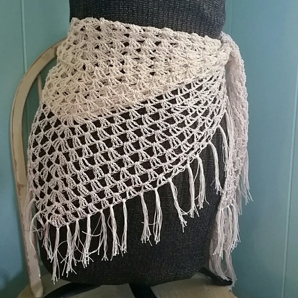 Fringe Triangle Scarf and Shawl - Picture 3 of 4