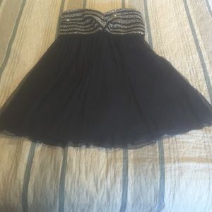 blue and silver homecoming dress