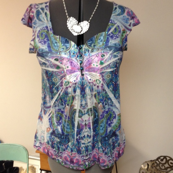 Multi color tunic top with sparkle