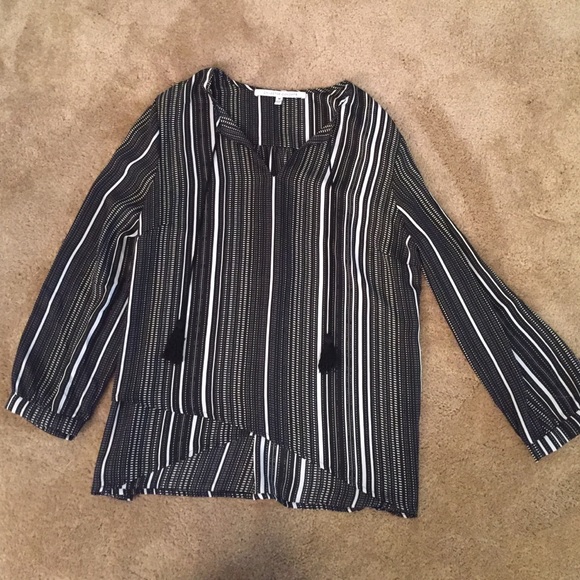 Never work vertical striped blouse