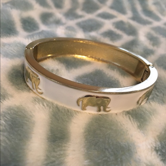 White & Gold Elephant Bangle