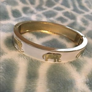 White & Gold Elephant Bangle