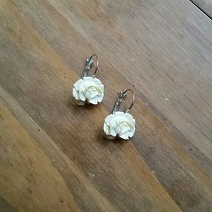 Sterling Silver Ivory Rose Bud Earrings