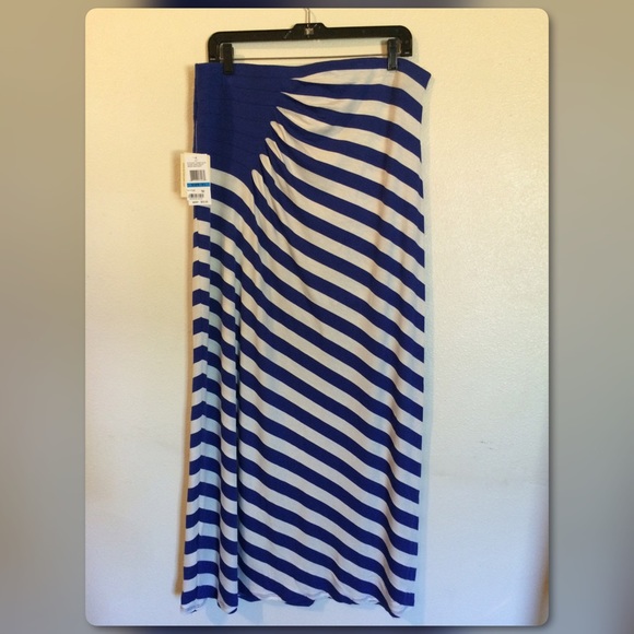 ECI New York maxi summer skirt blue white XL new.