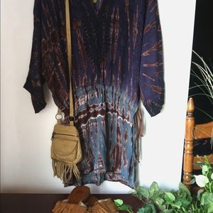 Boho Green Dragon Tie Dye Top/Swim Cover