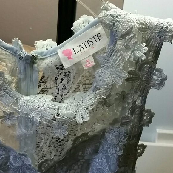 Light blue mesh dress.  Only worn once - Picture 2 of 4