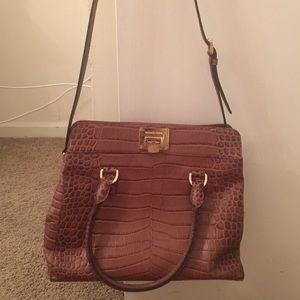 AUTH $900 Michael Kors Signature Croc Bag! Brown