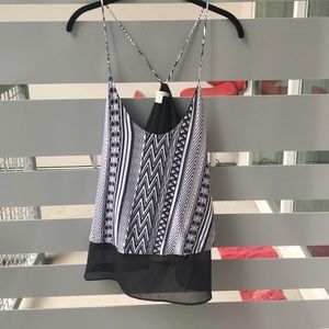 Black and white flowy tank