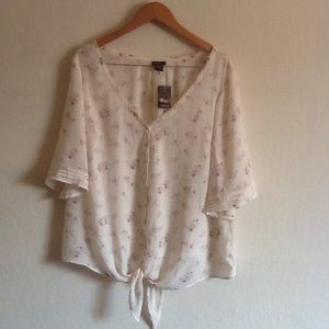 Floral Front Tie Shirt