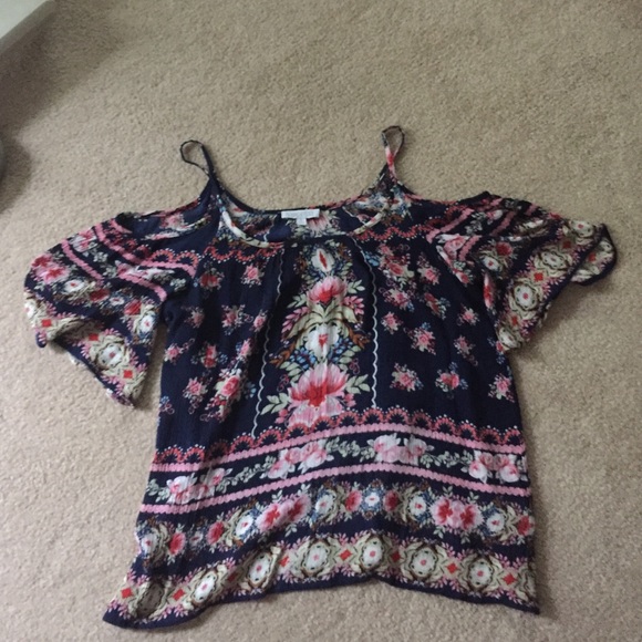 Cold shoulder floral blouse