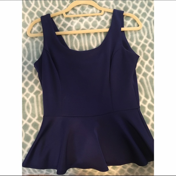 Navy Peplum Top