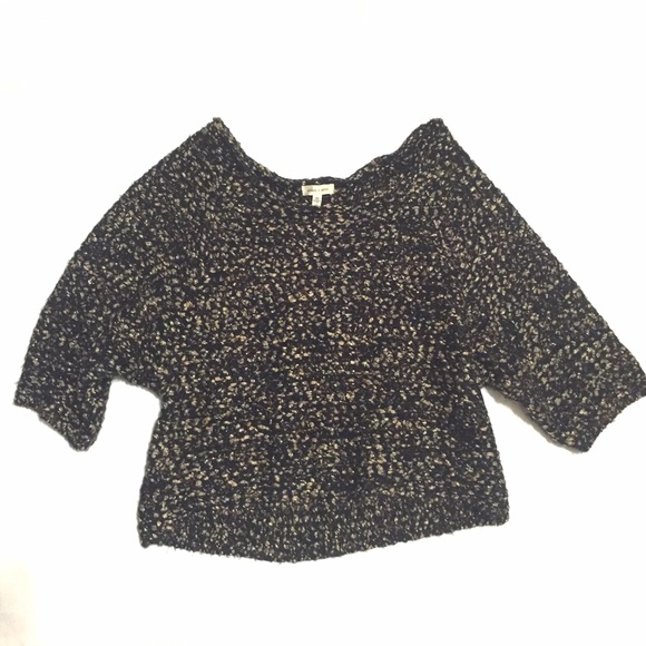 UO Chunky Knit Gold / Navy Blue Crop Top Sweater
