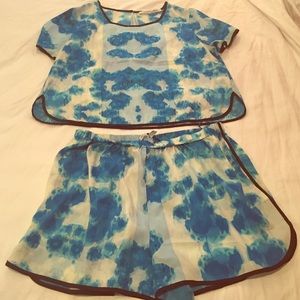 BLUE TIE DYE MATCHING SHORTS SET