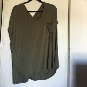 Olive green v-neck t shirt