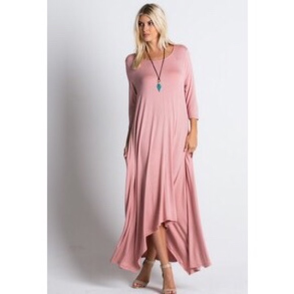 Dusty Rose Swing Two pocket Maxi Dress - Picture 3 of 3