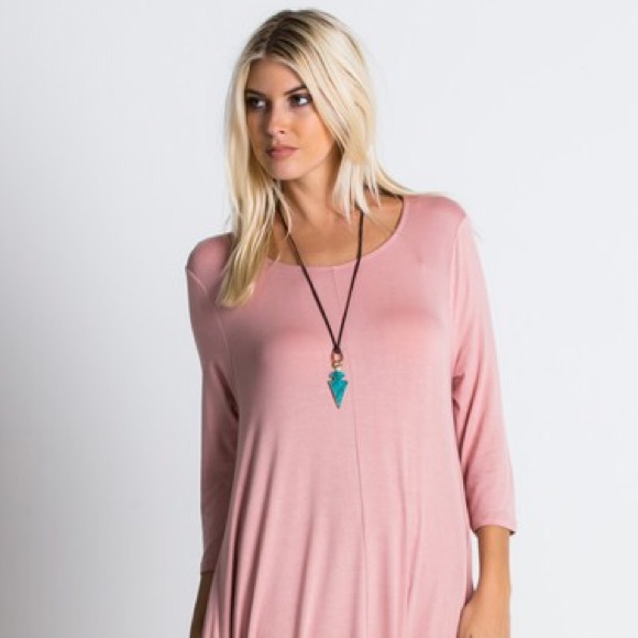 Dusty Rose Swing Two pocket Maxi Dress - Picture 2 of 3