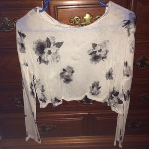 floral long sleeve crop top